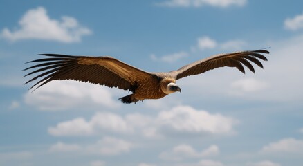 Griffon vulture flying with spread wings