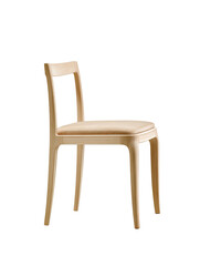 Light beige, simple chair, angled view