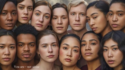 mental health diverse teams concept. A diverse group of individuals expressing unity and support.