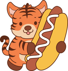 Illustrations of cute tiger character vector clip art for kids.