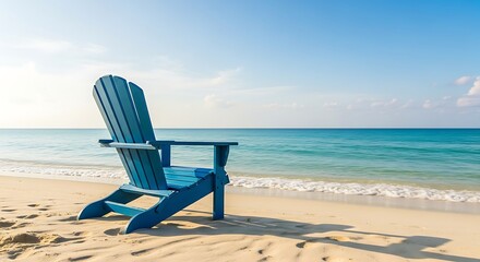 Relaxing Beach Chair on Sandy Shore.