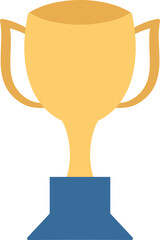 Golden trophy cartoon on transparent background
