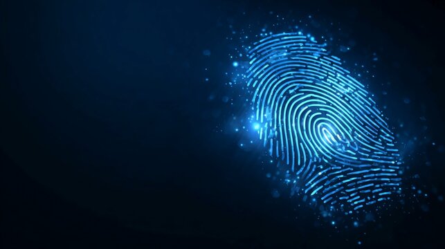 Secure your digital identity with this vibrant blue fingerprint design, a modern symbol of biometric authentication and advanced cybersecurity technology for innovative solutions