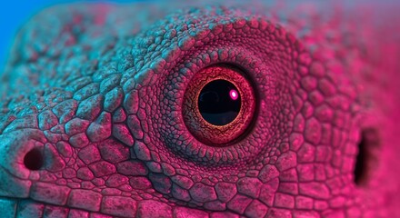 Naklejka premium Close up of an iguana eye showcasing vibrant colors and unique texture