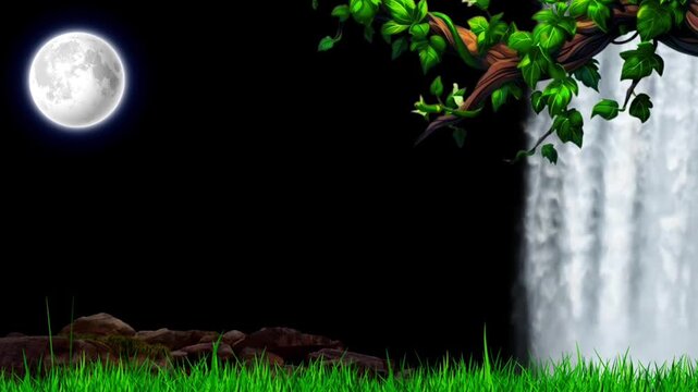 Beautiful Water Fall Background Video Effects HD And Beautiful Moon Effect Video Background Animation.