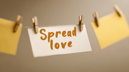 Spread love message on white card