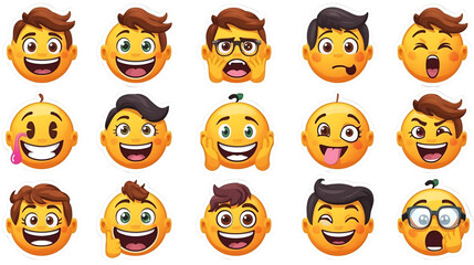 set of funny cartoon emoticon