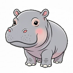 Naklejka premium Adorable Cartoon Hippopotamus Illustration Cute Baby Hippo Standing, Smiling, and Ready for Fun - Perfect for Kids' Designs