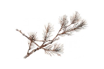 A winter dead pine tree branch illustrated conifer drawing.