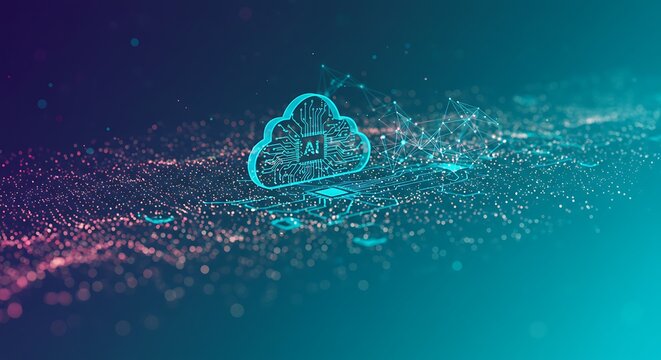 Digital ai cloud computing concept futuristic illustration and technology