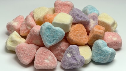 Pile of colorful heart-shaped candies