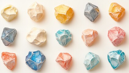 Naklejka premium Colorful sculpted rocks arranged in grid pattern