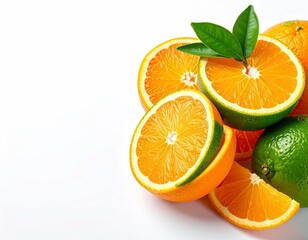 Fresh Citrus Medley - Vibrant Oranges and Limes on White.