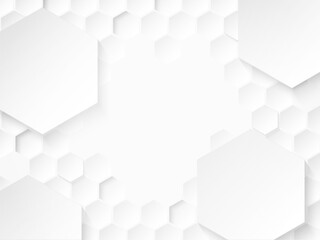 Hexagon white abstract background with soft light and shadow.  Vector.