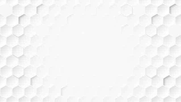 Hexagon white abstract background with soft light and shadow.  Vector.