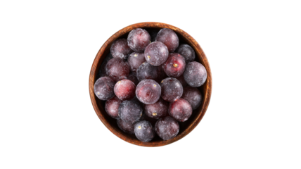 Bowl of Brazilian Frozen Açai Berry top view isolated on a white background