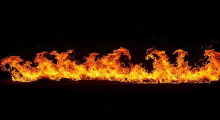 Fiery flames displayed horizontally against black background