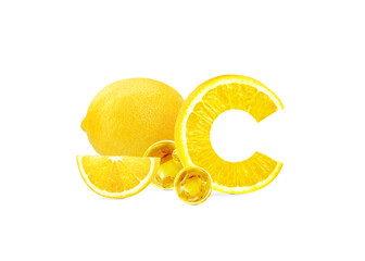 vitamin c concept, lemon splashing, lemon serum oil