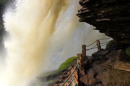 
Waterfall in Canaima Lagoon, Canaima National Park, Venezuela, South America