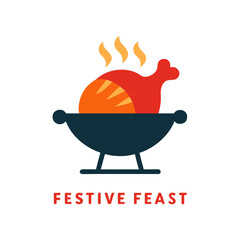 Hot roasted chicken in a festive feast bowl