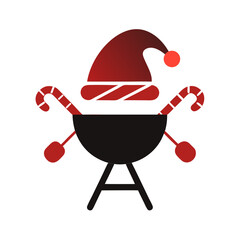 Christmas bbq grill with candy canes and santa hat