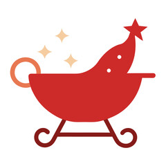 Christmas sleigh with star and sparkles illustration