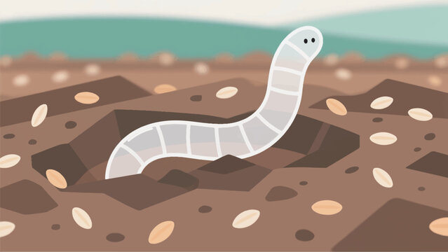 Illustration Of Transparent White Nematode Worms In Agricultural Land Vector Design Template