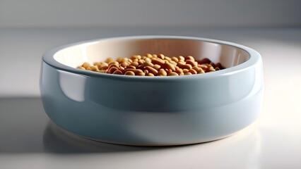 Empty Ceramic Pet Food Bowl on Table