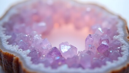 Amethyst Geode Sparkling Crystals in Light Purple Hue