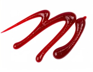 Naklejka premium Vibrant Red Sauce Swirl on White Background.