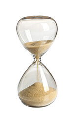 Elegant hourglass with flowing sand symbolizing passage of time in modern minimalist design