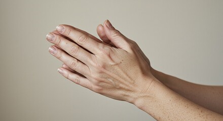 Close of a person praying to God with faith and devotion to Christ, spiritual comfort and gratitude