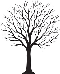 Tree silhouette vector illustration with branches and leaves
