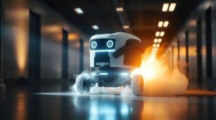 Fast Robot in Futuristic Corridor.