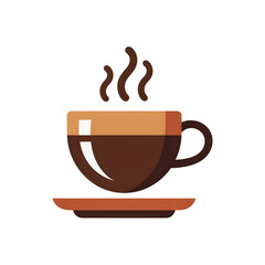 Hot Coffee Cup Icon with Steam on Saucer