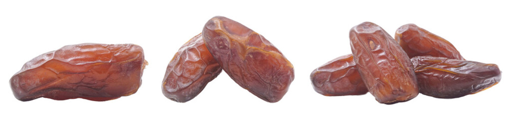 Set collection or collage of kurma or date palm  fruit isolated on transparent background