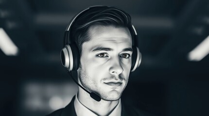 Focused Call Center Agent Portrait.