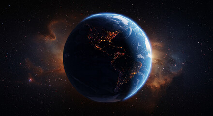 Earth eclipse glowing in cosmic dramatic tones