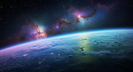 Obraz premium Earth atmosphere glowing under dramatic cosmic tones