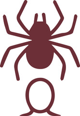 Minimalist Ruby Red Spider Illustration with an Enclosed Circle Design