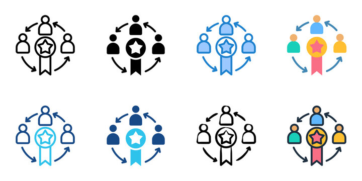 Symbolic interactionism icon set multiple style collection 
