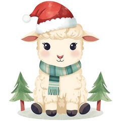 goat claus with christmas tree