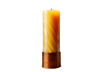 Natural beeswax candle home decor minimalist design soft lighting modern aesthetic. isolated on a transparent or white background.