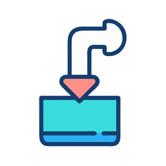 Flat design download icon with arrow pointing into box