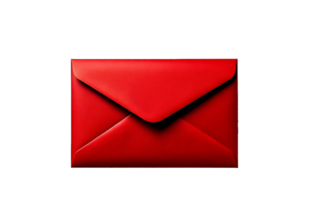 Red envelope with sleek design, perfect for invitations or special messages. isolated on a transparent or white background.