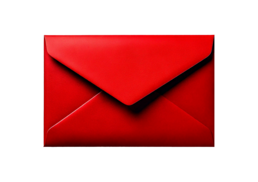 Red envelope with sleek design, perfect for invitations or special messages. isolated on a transparent or white background.