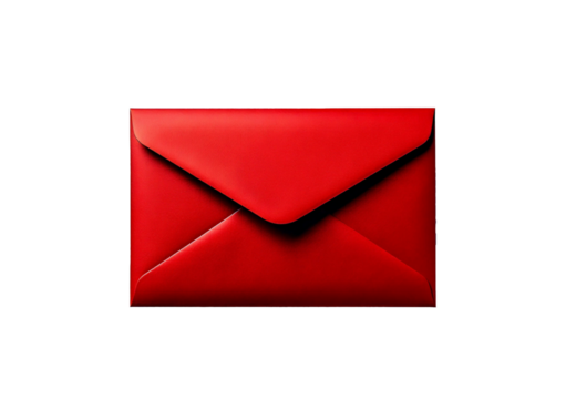 Red envelope with sleek design, perfect for invitations or special messages. isolated on a transparent or white background.
