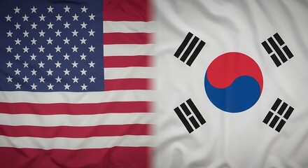 Flags of united states and south korea symbolizing diplomacy and relationship