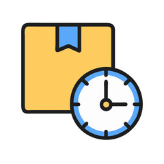 Time sensitive delivery depicted by package and clock icon