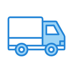 Fototapeta premium Stylized delivery truck vector image on black background